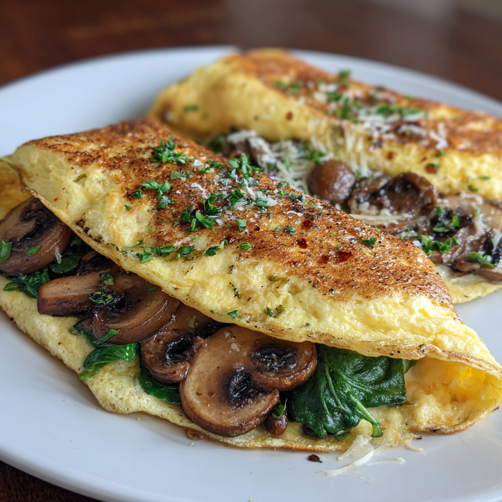 Mushroom and Spinach Stuffed Omelette