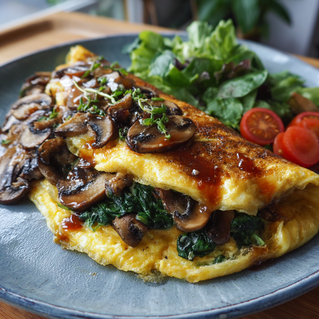 Mushroom and Spinach Stuffed Omelette: High-Protein Breakfast 7 Mushroom and Spinach Stuffed Omelette