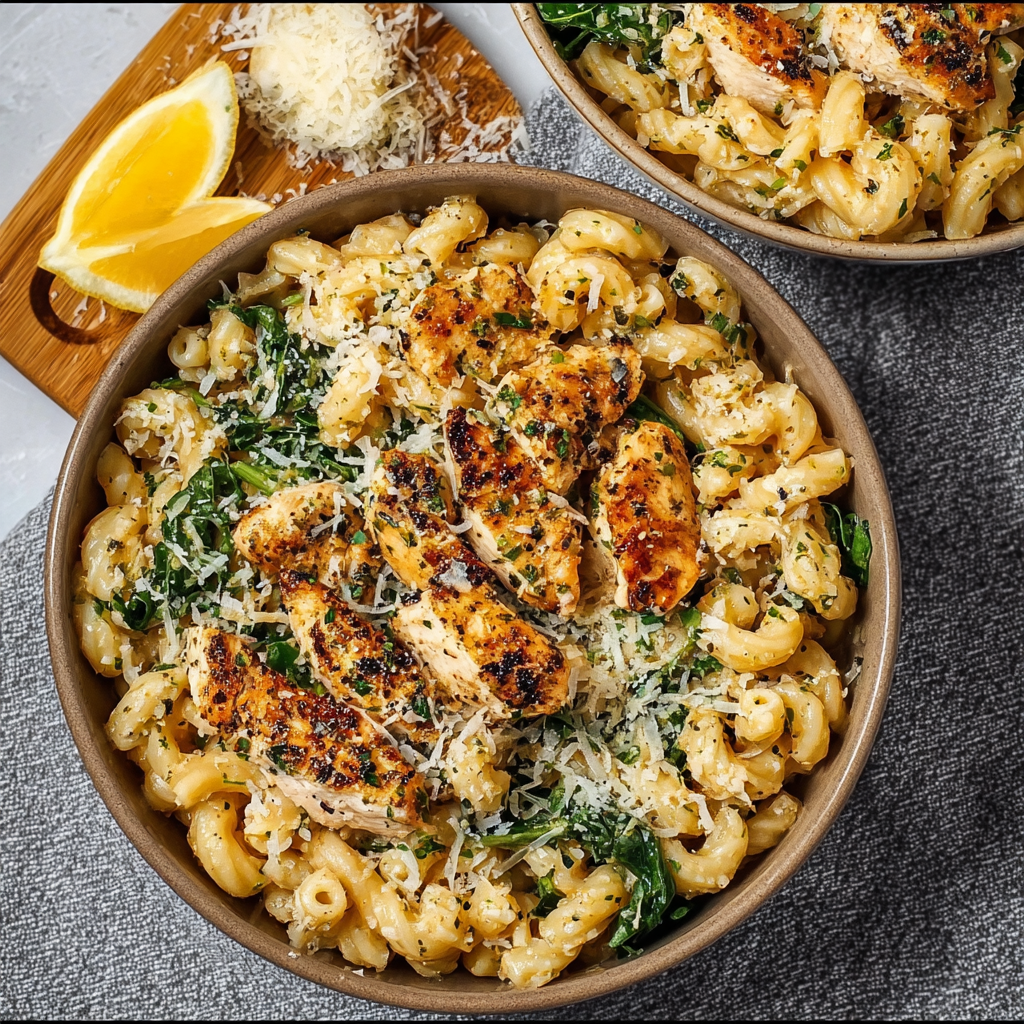 High Protein Garlic Parmesan Pasta Bowls