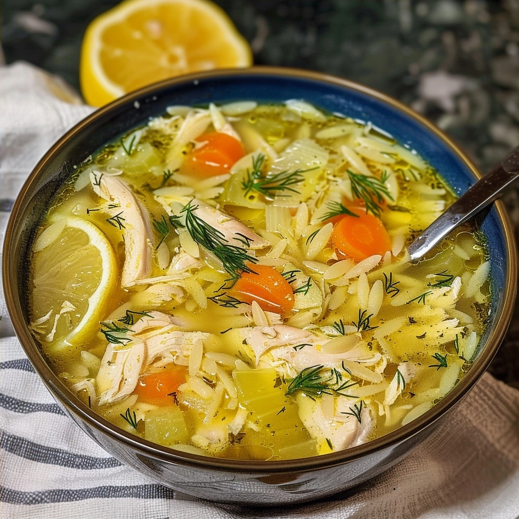 Greek Lemon Chicken Soup (Avgolemono) for High Protein